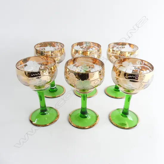 Six medium Auslese wine glasses,