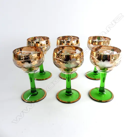 Six small Auslese wine glasses,