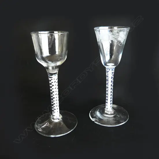 Two 18th/19thC air twist-stem glasses,