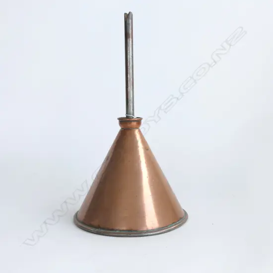 Amedium copper funnel with overflow,