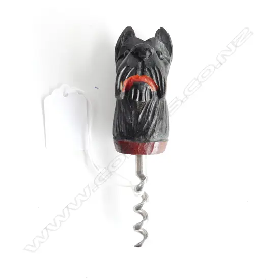 A hand-carved terrier corkscrew,