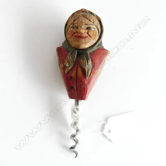 An Anri  hand carved village woman corkscrew