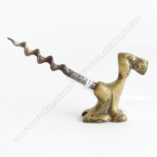A sitting dog brass corkscrew