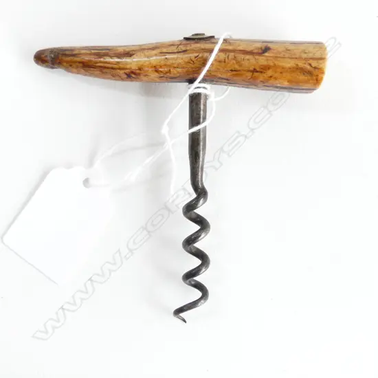 An  antler T-handled corkscrew wine opener,