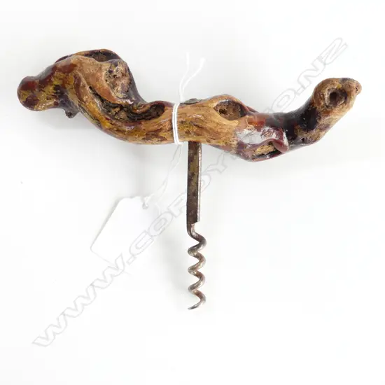 A grapevine-root handle corkscrew,
