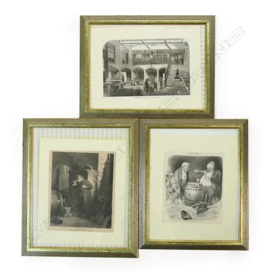 Three wine-themed 19thC prints,