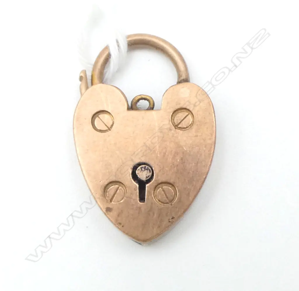 9ct ROSE GOLD HEART PADLOCK bracelet 3.7gmsCLASP  Image 1++
