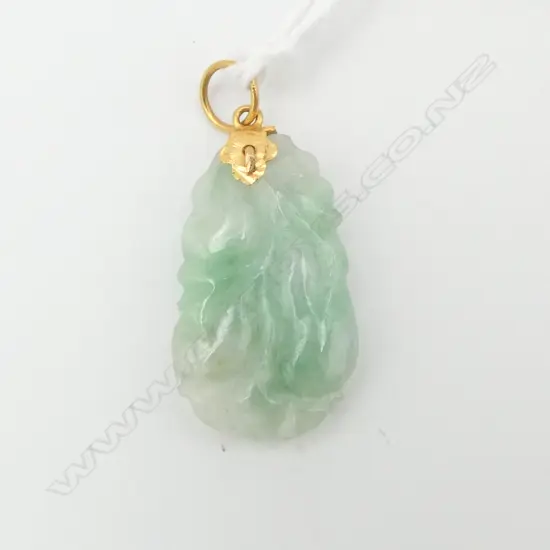 JADEITE CARVED PENDANT with 22ct GOLD MOUNT