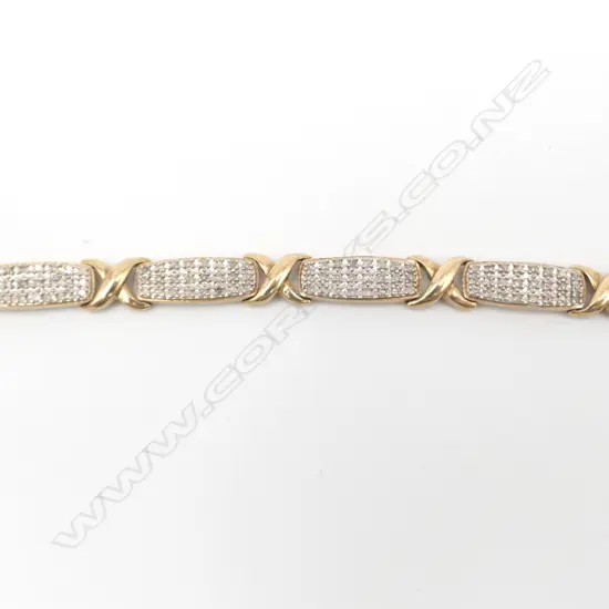 9ct YELLOW & WHITE GOLD & 240 DIAMOND (1.20cts) BRACELET with valuation  
