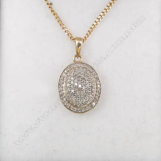 9ct GOLD & DIAMOND PENDANT on 9ct GOLD CHAIN 