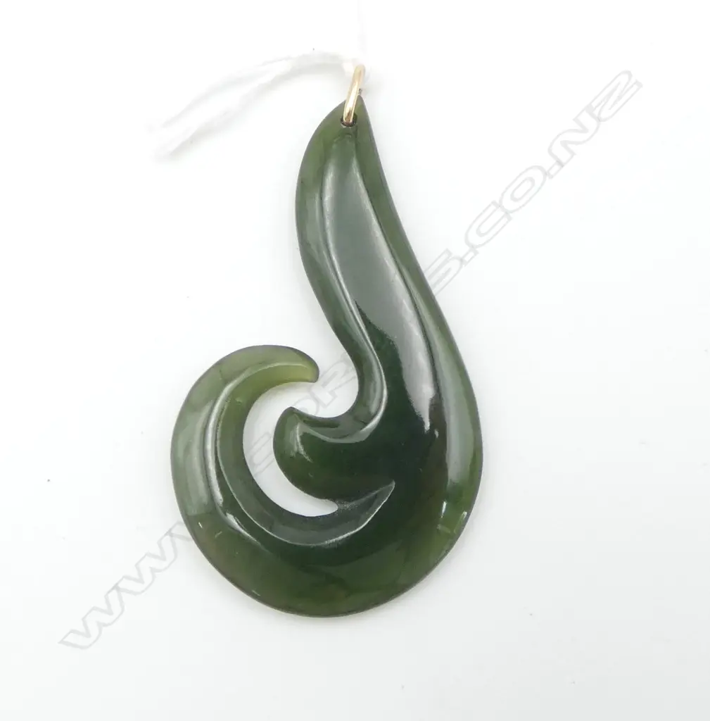 VINTAGE POUNAMU KORU PENDANT w 9ct BAIL, W.30mm, H.55mm Image 1++