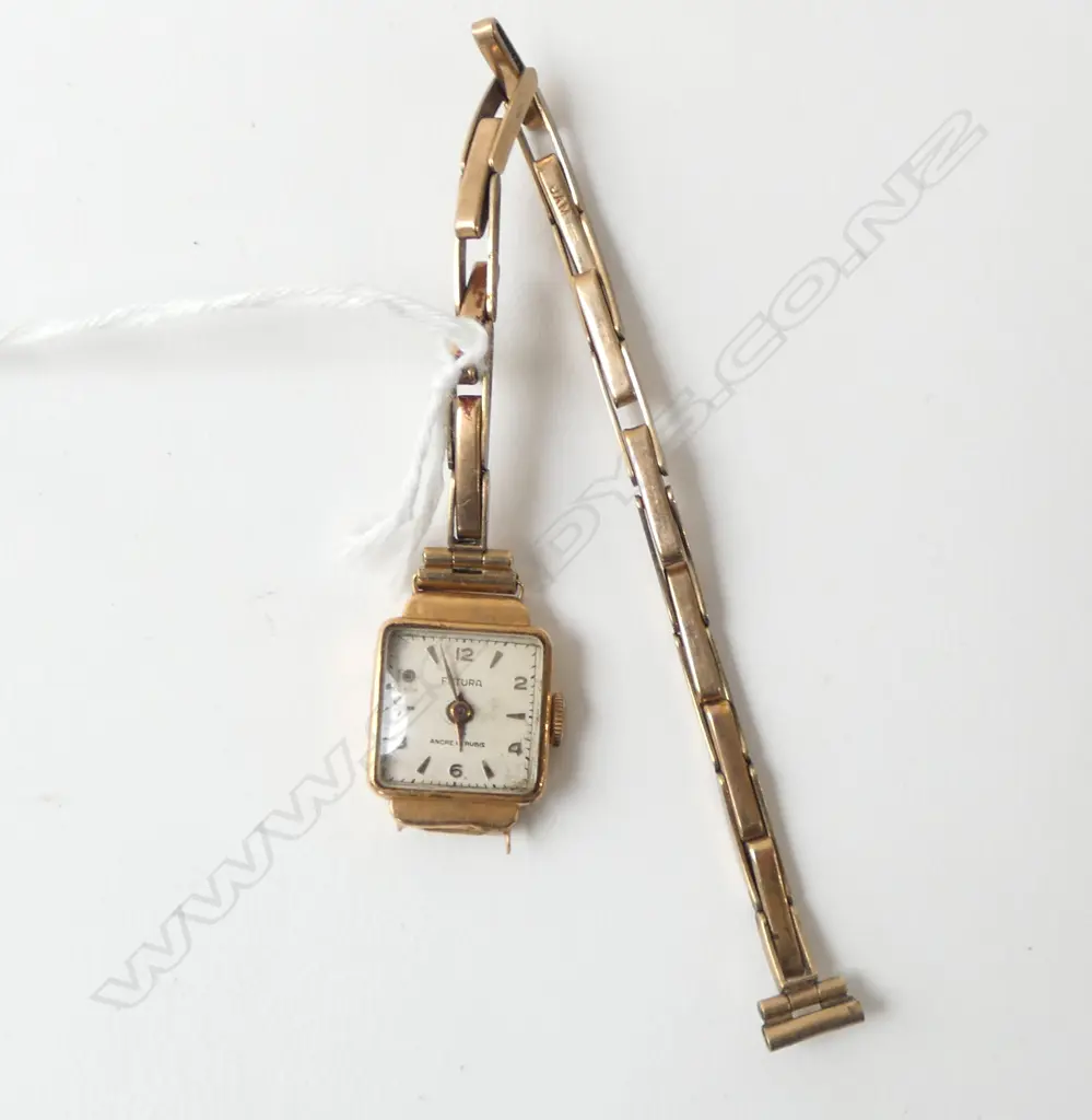 LADIES 18CT GOLD WATCH WITH 9CT GOLD STRAP  13.43gms Image 1++
