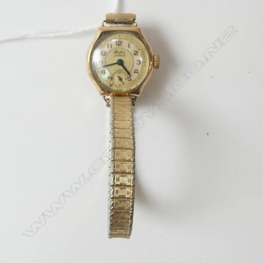 VINTAGE 9ct GOLD HAFIS LADIES WRISTWATCH plated strap Image 1++