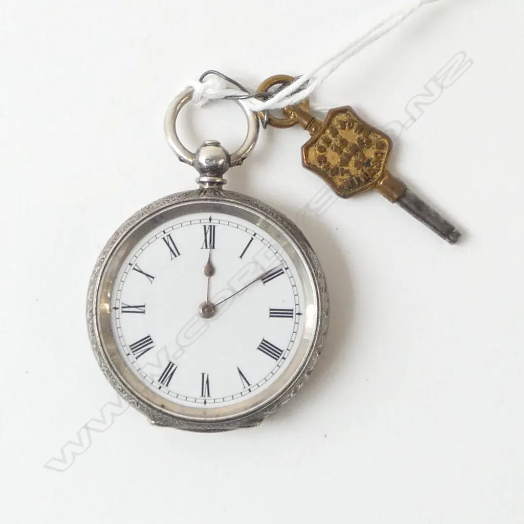 19thC MATHEY LADIES SILVER POCKET WATCH open face. Running Image 1++