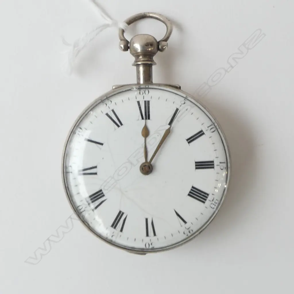 19thC SILVER PAIR CASED POCKET WATCH by Jas Barron of London no outer case. Hair cracks to dial Image 1++