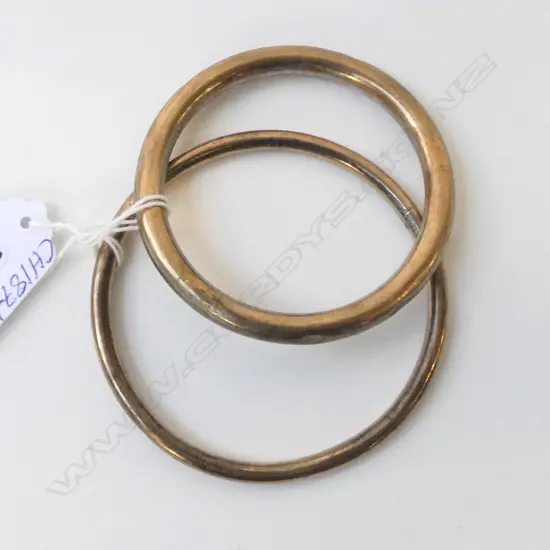 2 X 9ct GOLD PLATED SILVER LINED BANGLES Dia.82mm