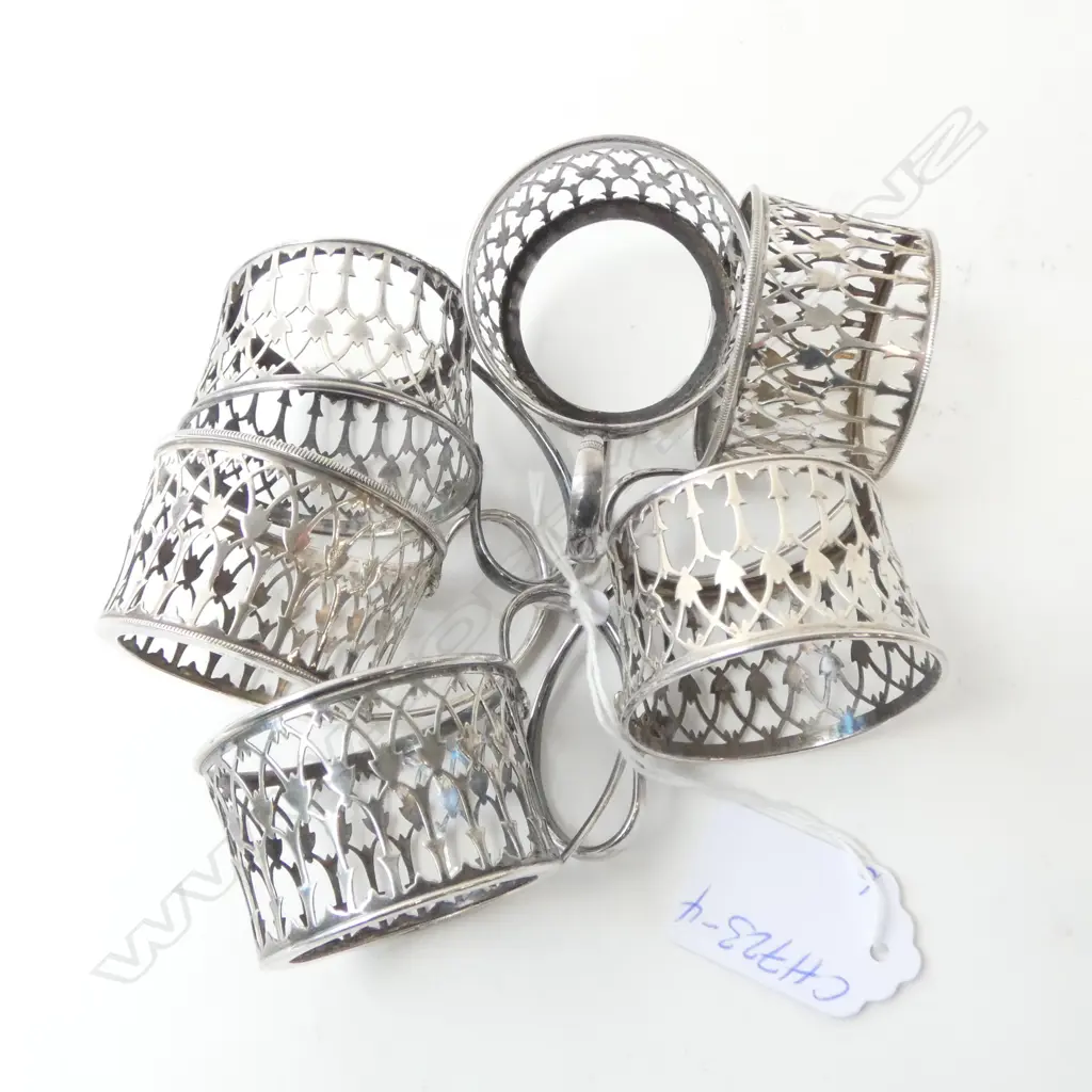 6 STG SILVER GLASS HOLDERS Sheffield 1914 92G Image 1++