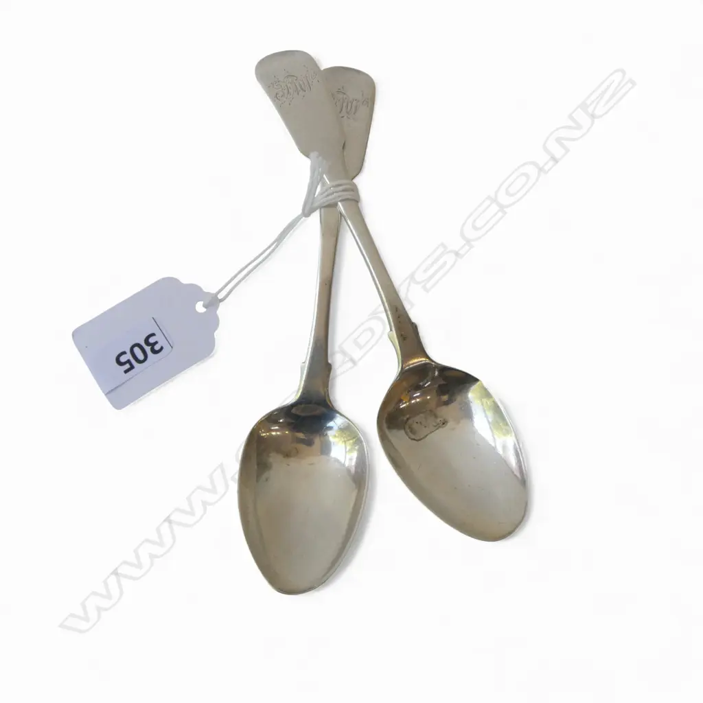 2 GEORGIAN S/SILVER TEASPOONS 41GMS Image 1++