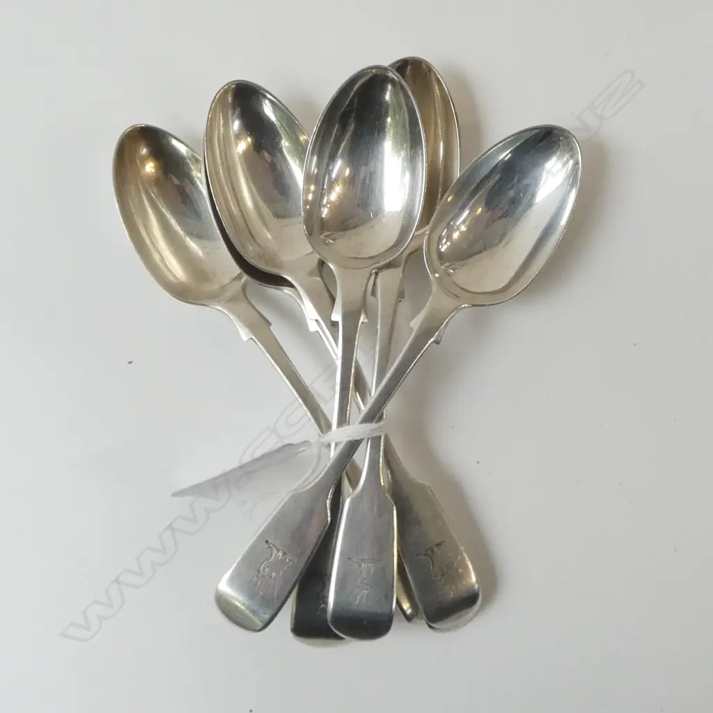 SET OF 6 MONOGRAMED S/SILVER TEASPOONS 138GMS Image 1++