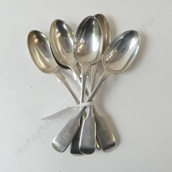 SET OF 6 MONOGRAMED S/SILVER TEASPOONS 138GMS