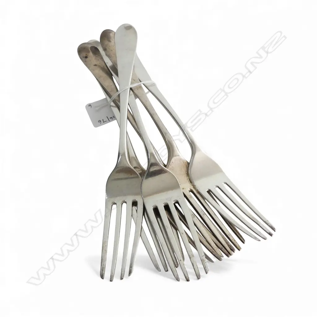 SET OF 6 S/SILVER MONOGRAMED  TABLE FORKS 359GMS Image 1++