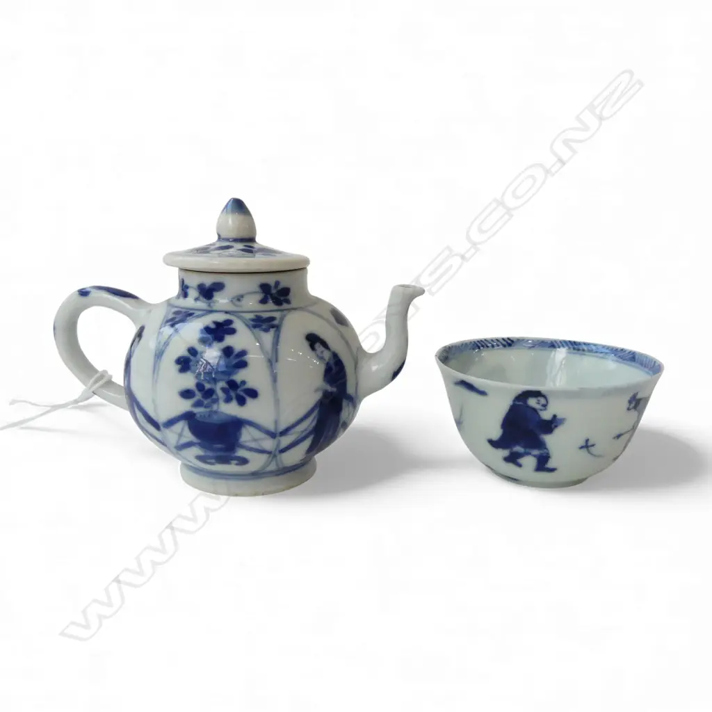 MINIATURE ORIENTAL TEAPOT H.75mm & CUP rim frits to cup Image 1++
