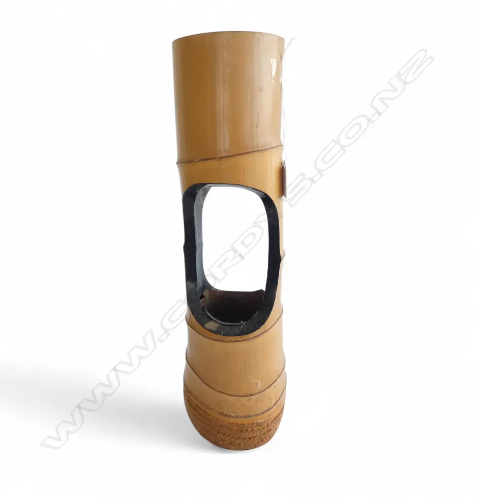 JAPANESE NIJUGIRI BAMBOO VASE / plant holder. With 2 copper lined sections. L.420mm Image 1++