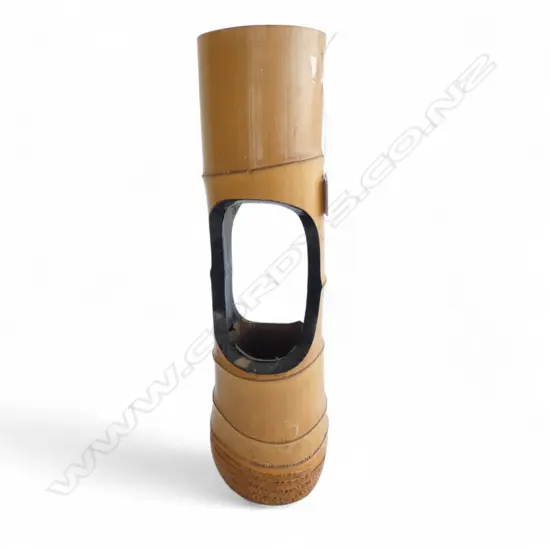 JAPANESE NIJUGIRI BAMBOO VASE / plant holder. With 2 copper lined sections. L.420mm