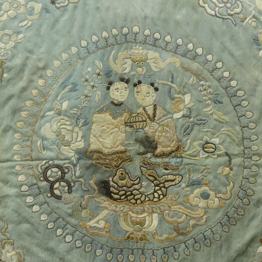 FRAMED ORIENTAL EMBROIDERY 490x400mm Image 1++