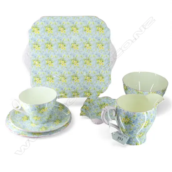 SHELLEY CHINA CSP C/SUGAR CAKE PLATE & DISH MATCHING AOF PAT