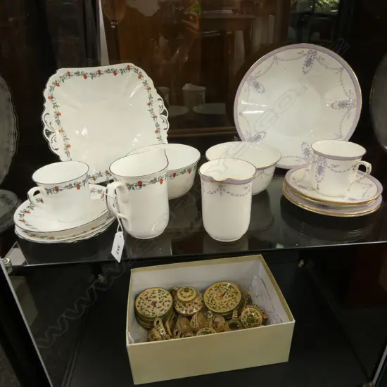 2 SHELLEY CHINA PART TEASETS CSP C/SUGAR & CAKE PLATE CSP C/SUGAR & CAKE PLATE