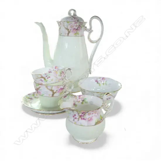 SHELLEY CHINA 3PC COFFEE SET & 2 C/SS SPRING BLOOSEM PAT