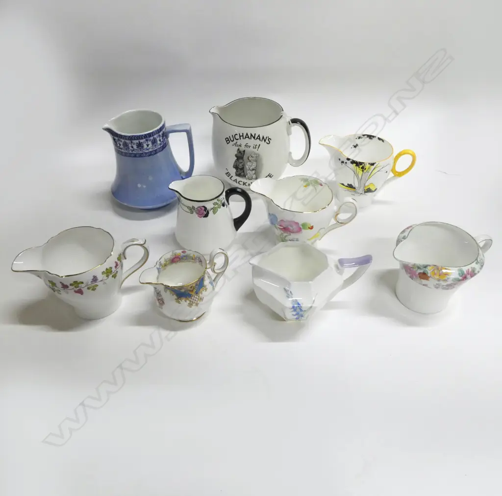 9 SHELLEY CHINA JUGS MIXED PATS Image 1++