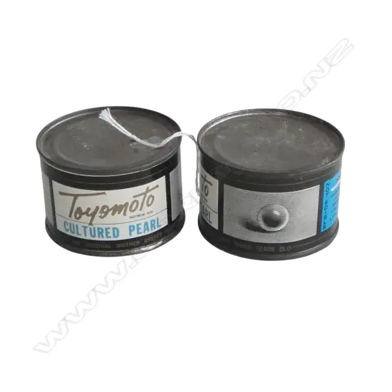 2 VINTAGE TOYOMOTO CULTURED PEARLS IN CANS