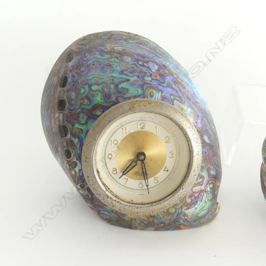 2 VINTAGE PAUA SHELL CLOCKS: Ataahua + Kelton Image 1++