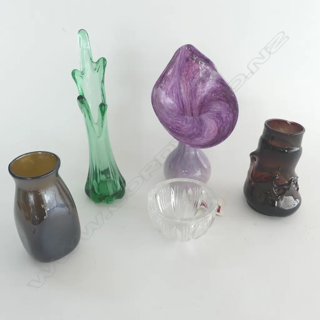 5 PCES ART GLASS; ALUM BAY JACK IN THE PULPIT H.270mm, KOSTA BOWL, 3 OTHER Image 1++