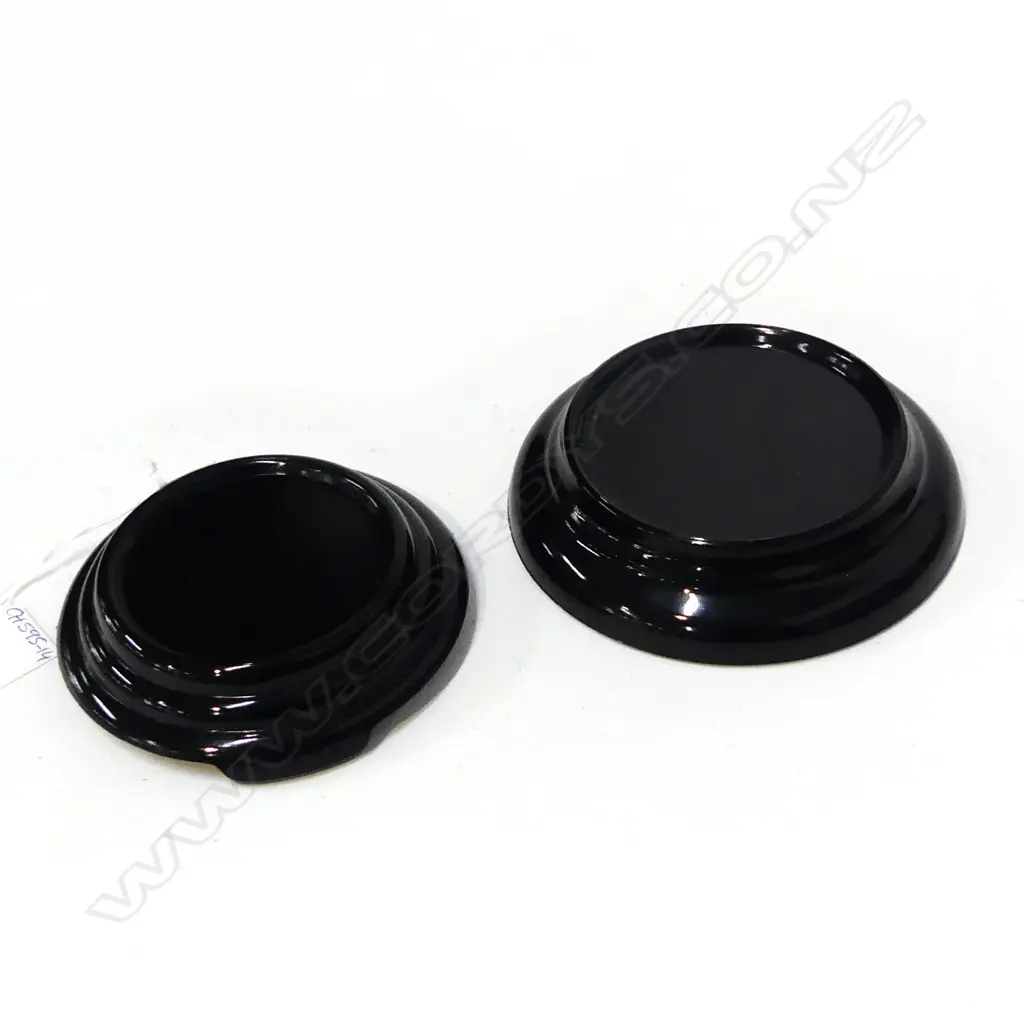 2 BLACK GLASS VASE STANDS Dia.155/135mm Image 1++