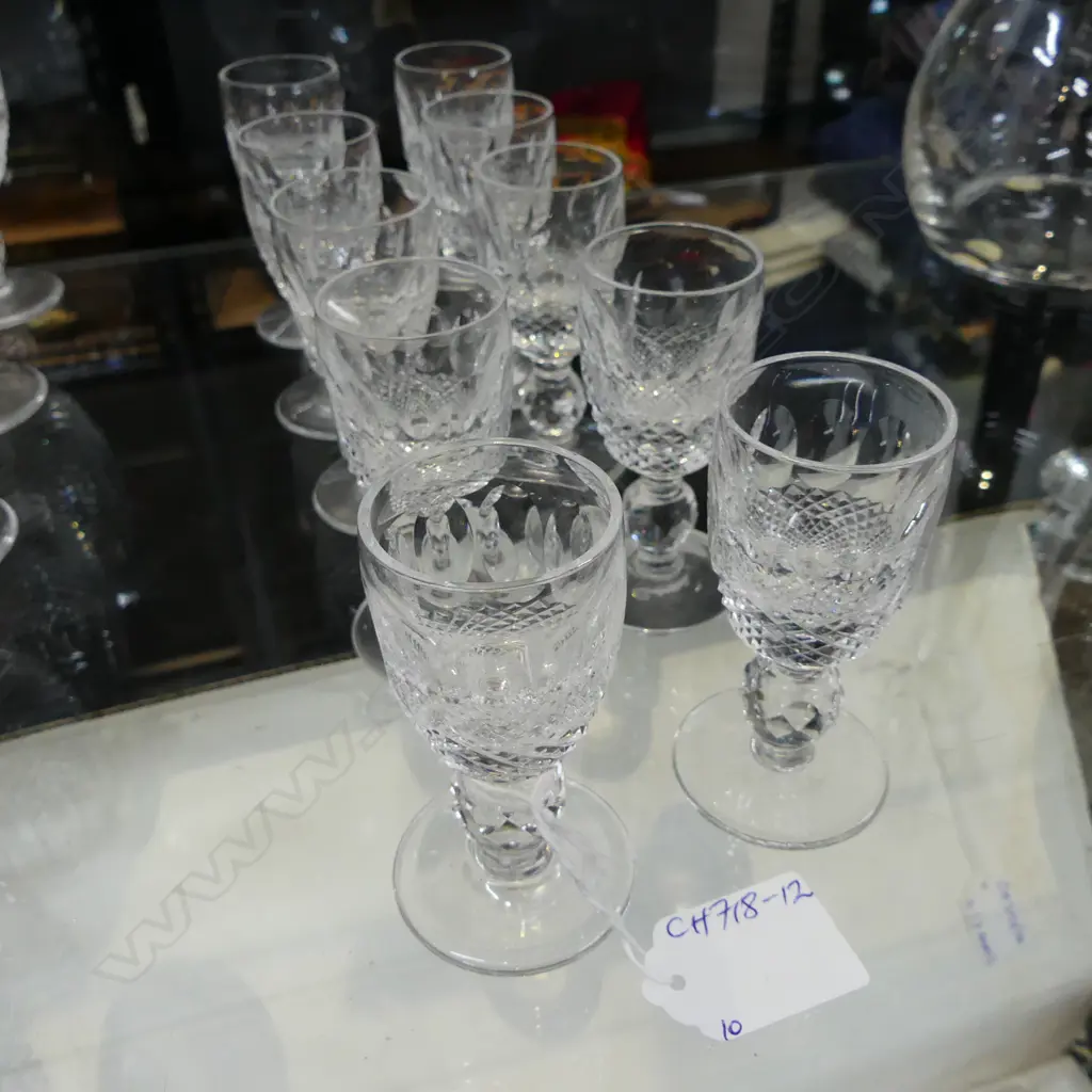 10 WATERFORD CRYSTAL 'COLLEEN' SHORT STEM SMALL PORT? GLASSES H.83mm Image 1++