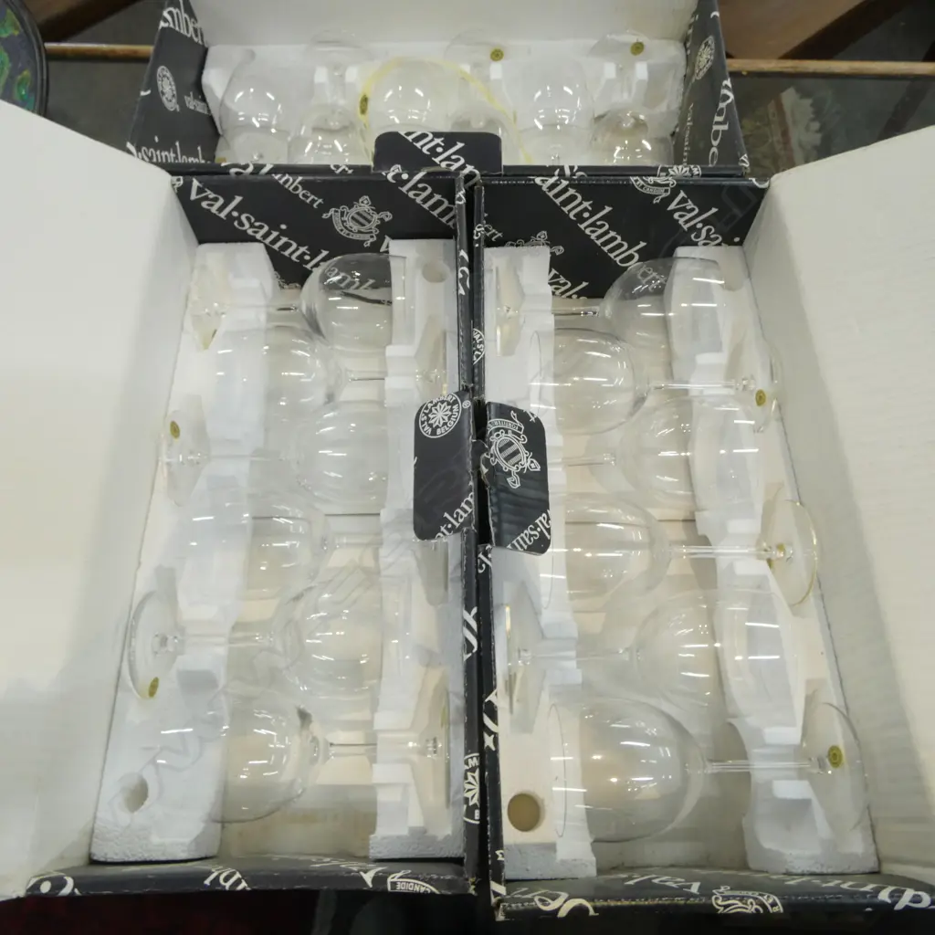 18 VAL SAINT LAMBERT CRYSTAL WINE GLASSES H.140mm, BOXED Image 1++