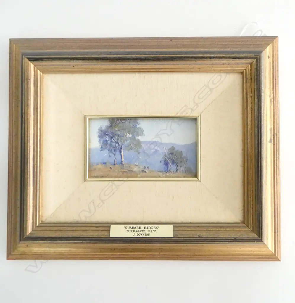 JOHN DOWNTON 'SUMMER RIDGES - BURRAGATE N.S.W.' OIL ON BOARD 65x115mm Image 1++