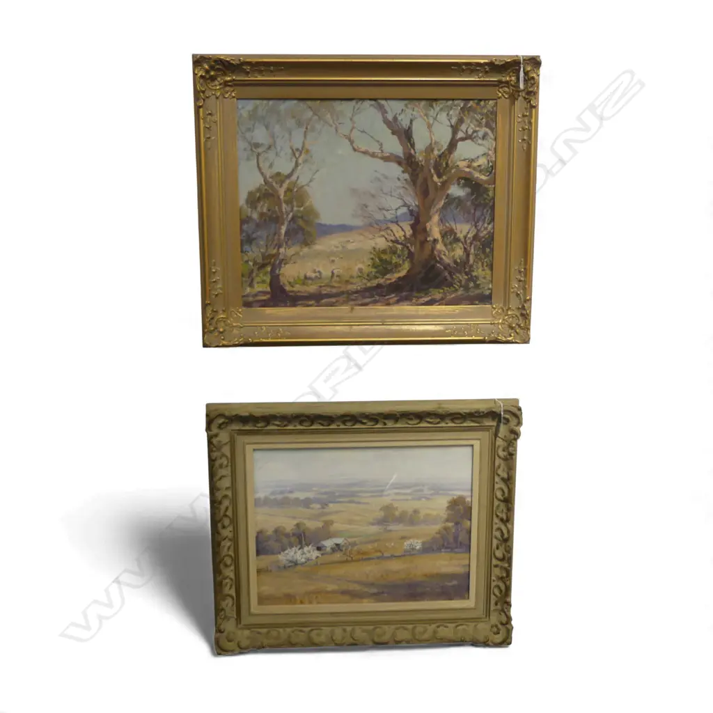 JOHN ROWELL, SHEEP COUNTRY, OIL ON CANVAS, 400x495 + DUDLEY PARKER, AUSTRALIAN LANDSCAPE, OIL ON BOARD Image 1++