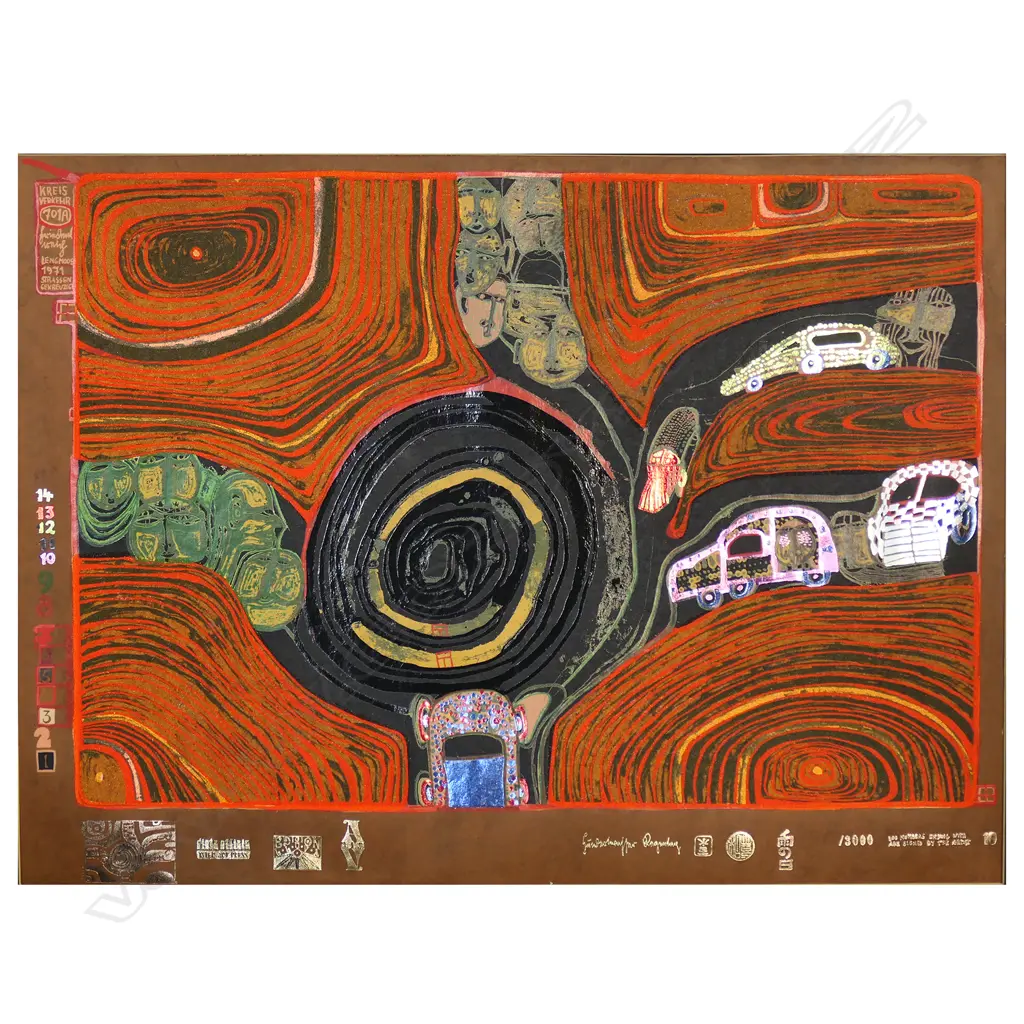 HUNDERTWASSER 'CRUSADE OF THE CROSSROADS' LITHOGRAPH 2075/3000 440x590mm Image 1++