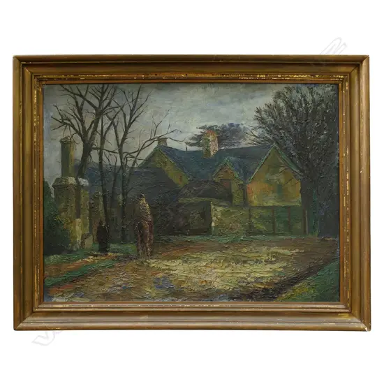 JAMES E. GREEF, STABLES, LATE 19thC, OIL ON BOARD, 445 x 600mm