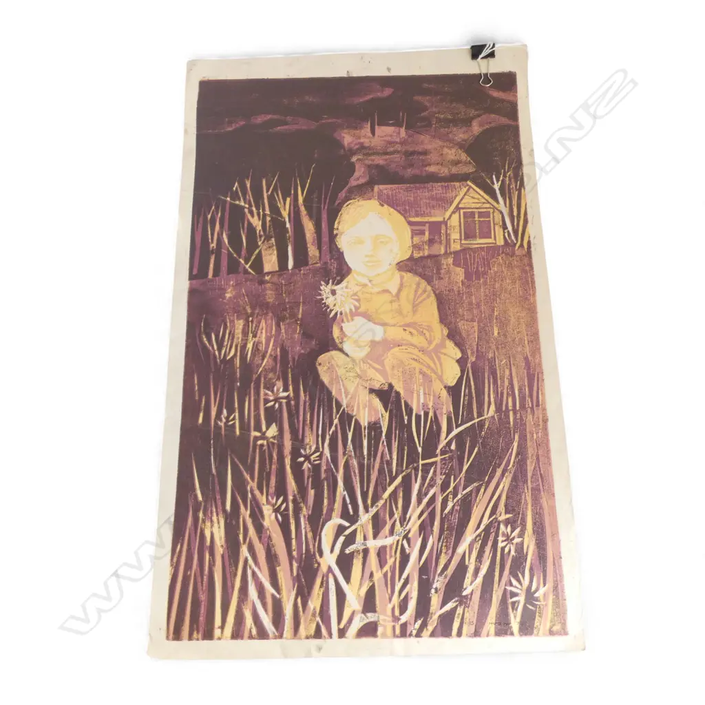 IAN HUTSON (b.1943), UNTITLED, CHILD IN FIELD, SCREENPRINT 11/15 600x365mm SIGNED & DATED '74 Image 1++
