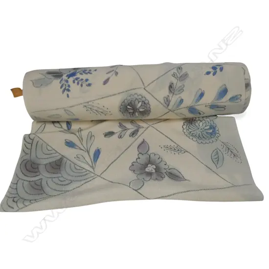 1980's NISHIJIN TEXTILE (Kyoto) JAPANESE ROLL OF PATTERNED SILK L.12m.W.360mm. New/old stock florals on pale ground