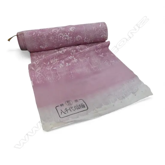 1980's NISHIJIN TEXTILE (Kyoto) JAPANESE ROLL OF PATTERNED SILK L.12m. W.360mm. New old stock florals on soft pink