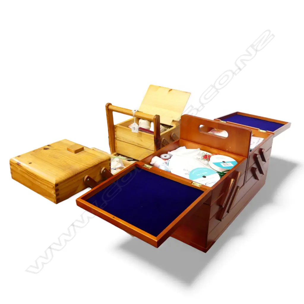 2 SEWING BOXES w. ASST. CONTENTS Image 1++