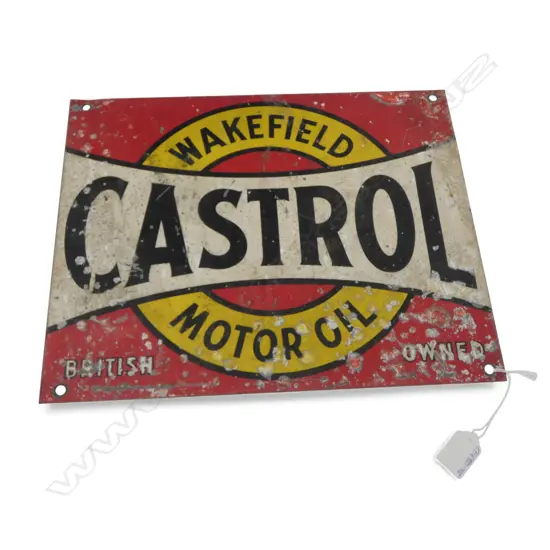 VINTAGE WAKEFIELD CASTROL MOTOR OIL ENAMEL SIGN 305x380mm