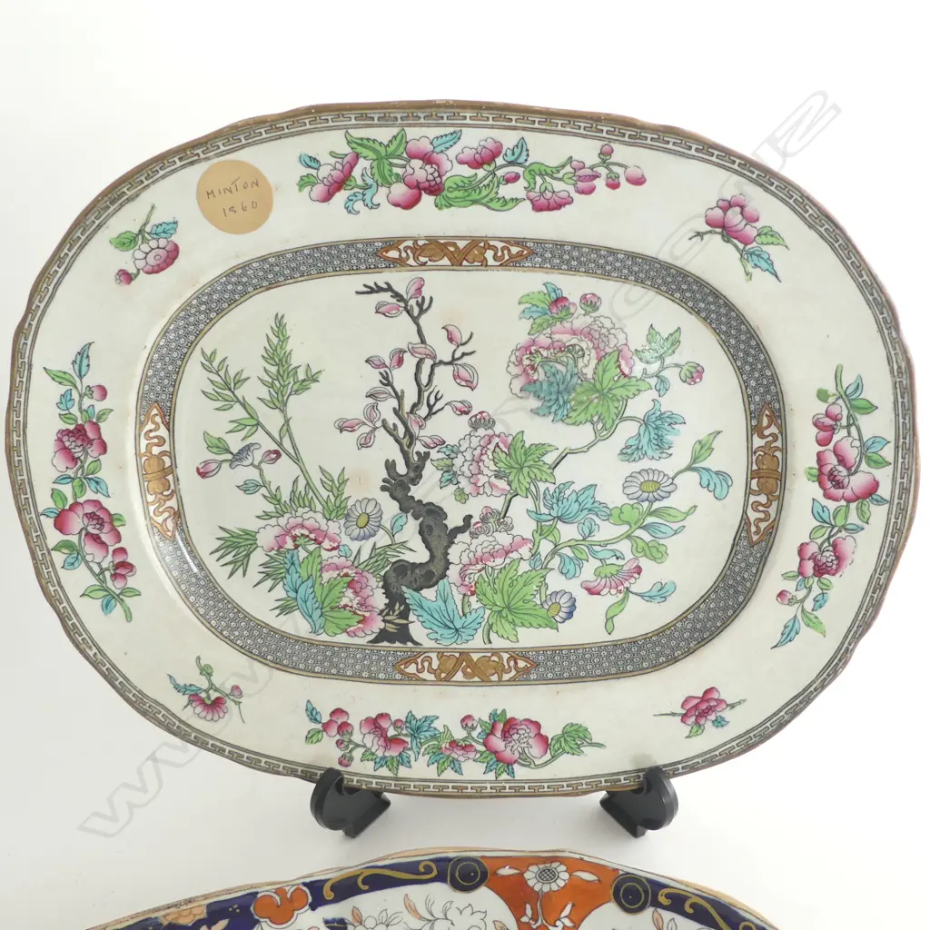 VICTORIAN 'INDIA TREE' ASHET + 2 IMARI PAT ASHETS W.560mm Image 1++