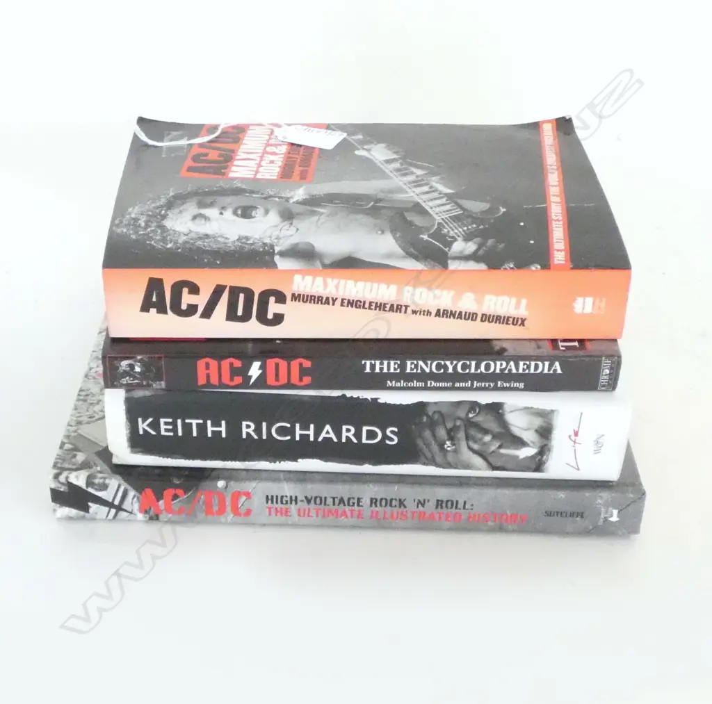 4 BOOKS; MUSIC INTEREST; 3x AC/DC, KEITH RICHARDS Image 1++